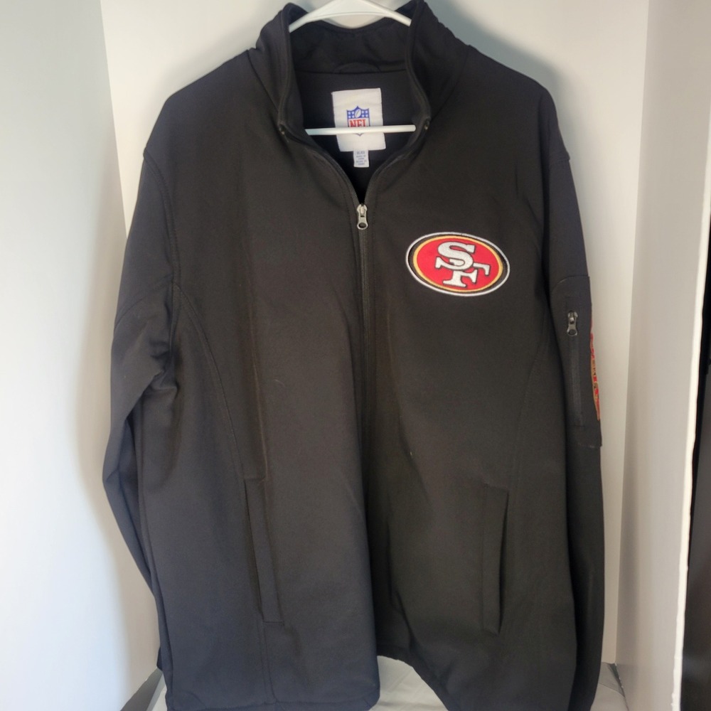 NFL San Francisco 49ers Softshell Full Zip Jacket Black Mens XL Embroidered Logo